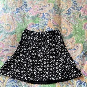 Kate Spade Black and White Patterned A-Line Skirt